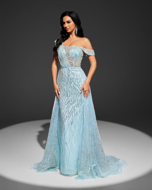 JMT-006090 Elegant Blue Evening Dress for Women - Style SH0043