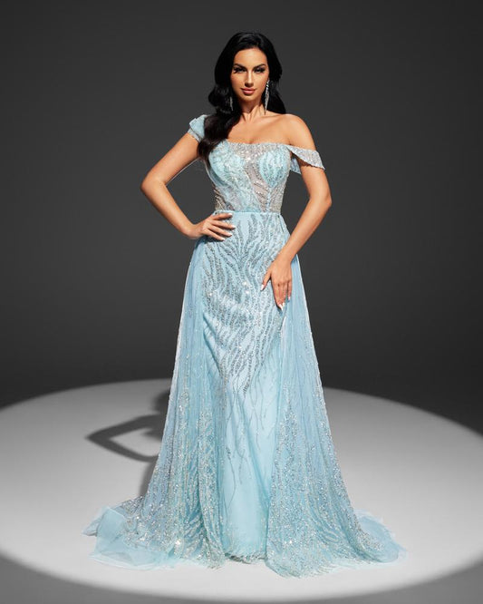 JMT-006090 Elegant Blue Evening Dress for Women - Style SH0043