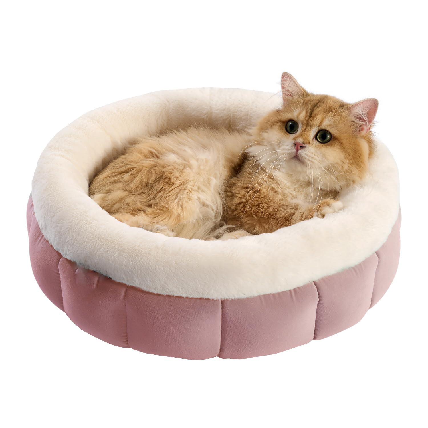 JMT-006154 Cozy Round Donut Bed for Small Dogs and Indoor Cats - Washable with Anti-Slip Bottom and Supportive Sides
