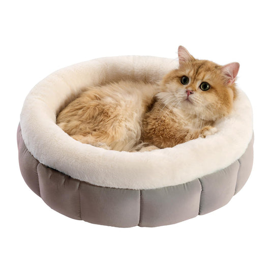 JMT-006154 Cozy Round Donut Bed for Small Dogs and Indoor Cats - Washable with Anti-Slip Bottom and Supportive Sides