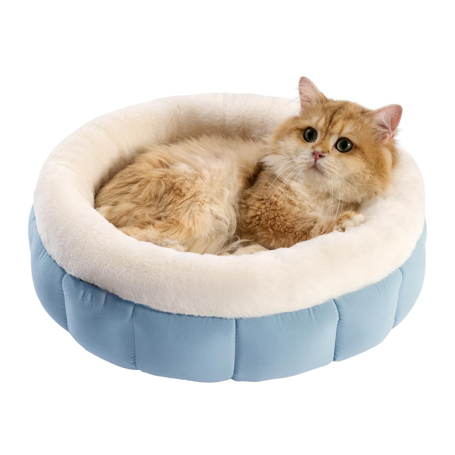 JMT-006154 Cozy Round Donut Bed for Small Dogs and Indoor Cats - Washable with Anti-Slip Bottom and Supportive Sides