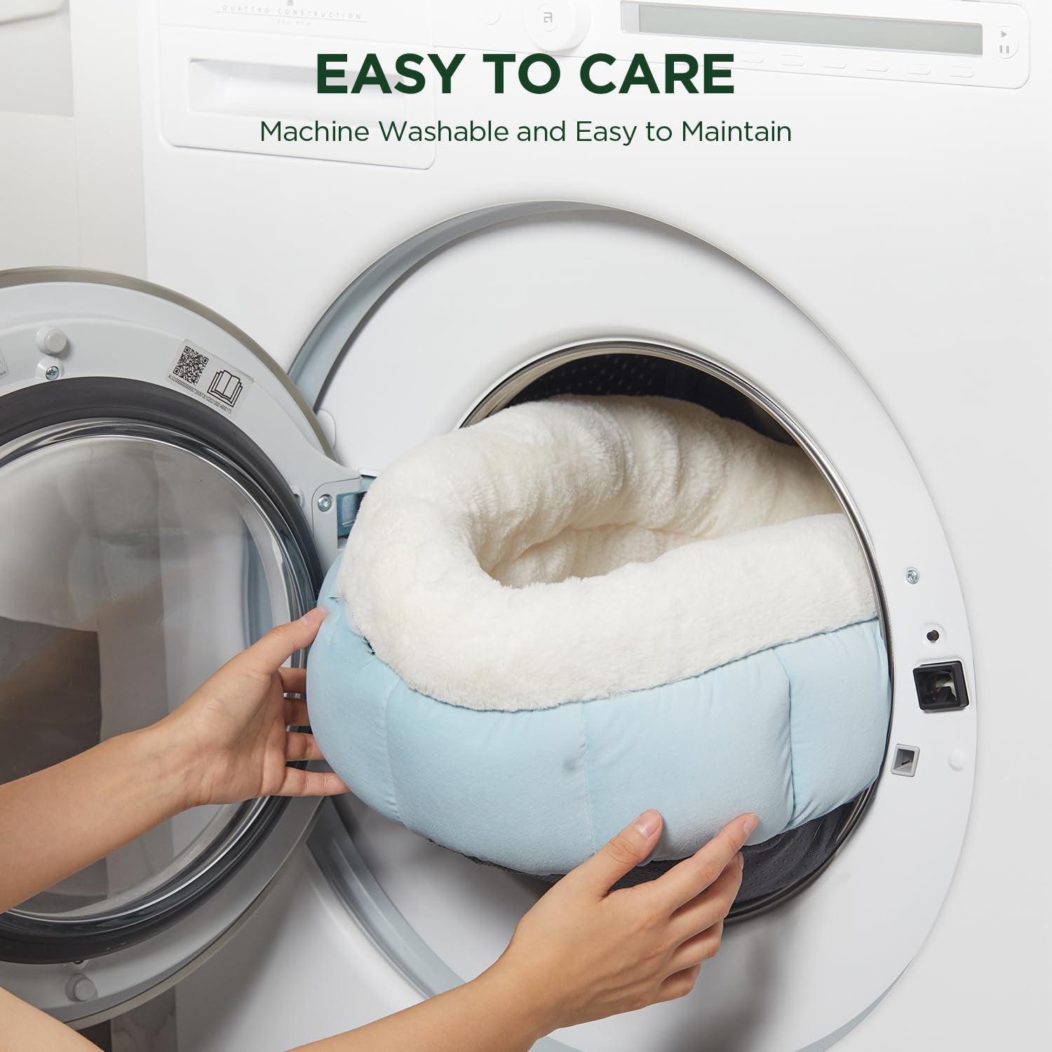 JMT-006154 Cozy Round Donut Bed for Small Dogs and Indoor Cats - Washable with Anti-Slip Bottom and Supportive Sides