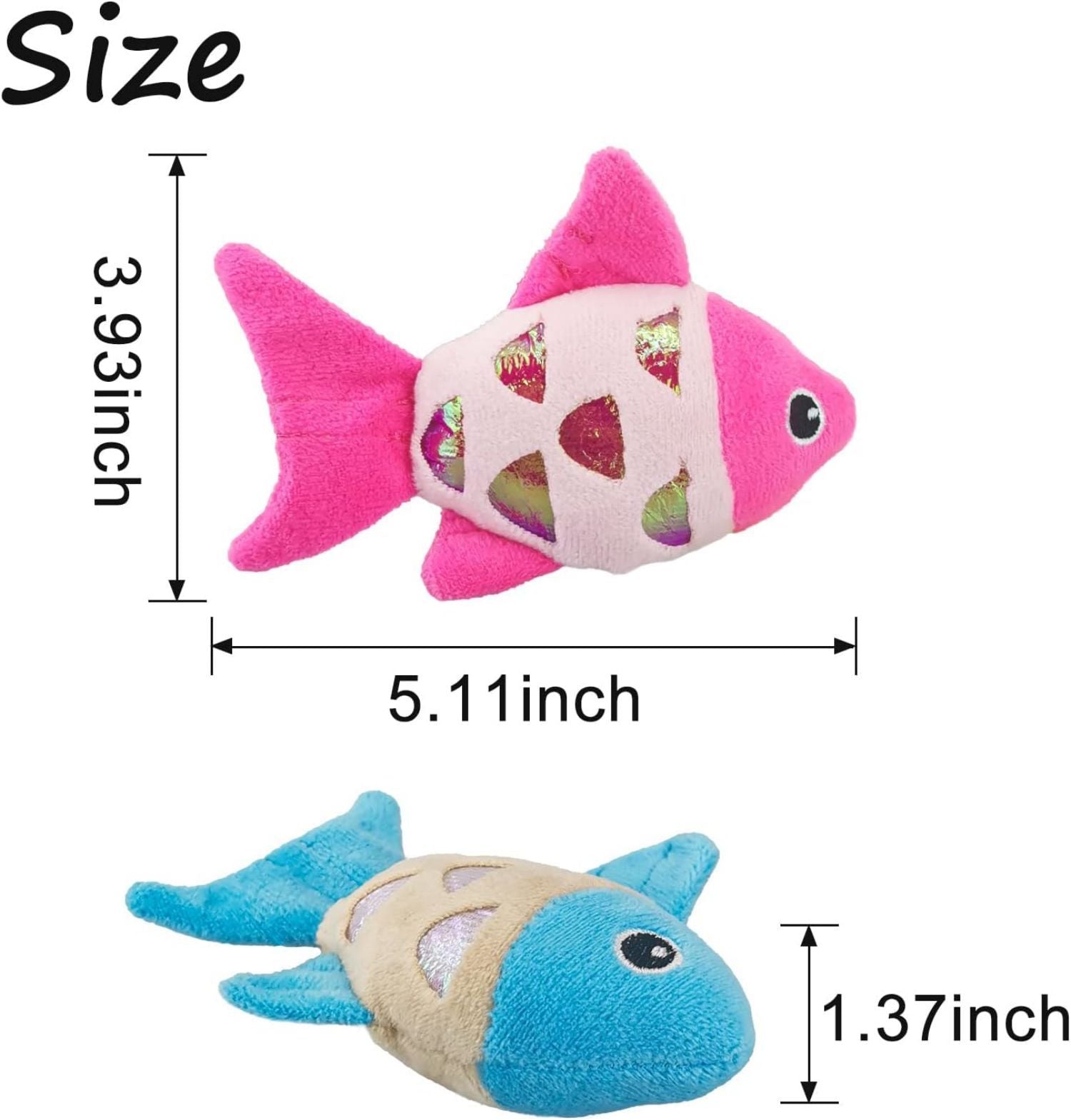 JMT-006666 Interactive Catnip Fish Toys with Crinkle Paper and Soft Plush for Dental Health - Set of 2