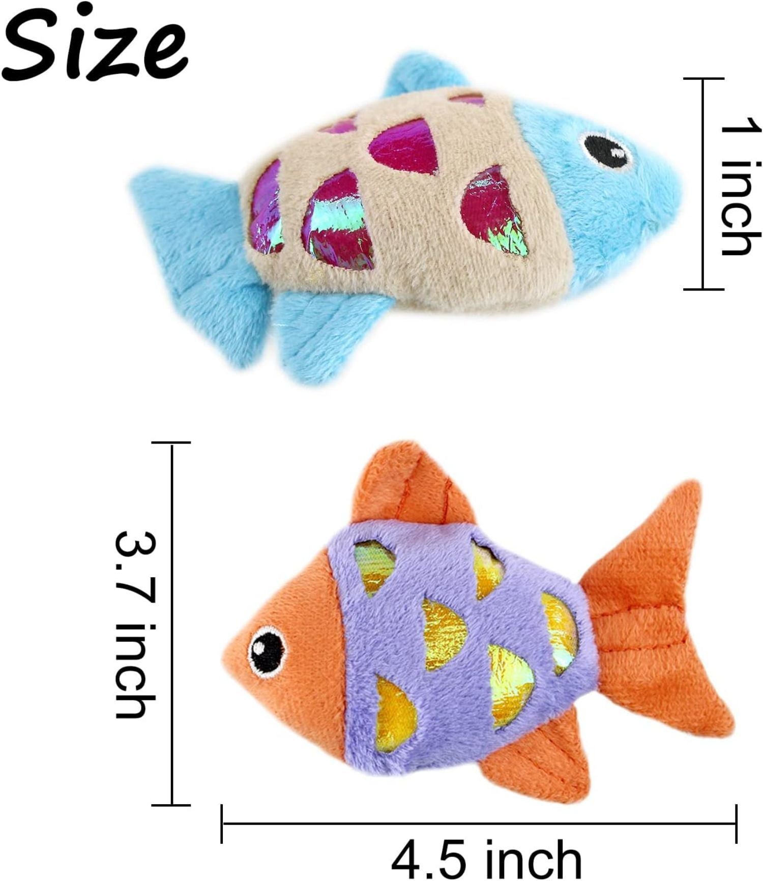 JMT-006666 Interactive Catnip Fish Toys with Crinkle Paper and Soft Plush for Dental Health - Set of 2