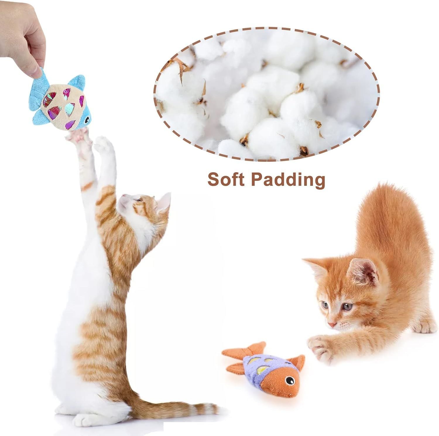 JMT-006666 Interactive Catnip Fish Toys with Crinkle Paper and Soft Plush for Dental Health - Set of 2
