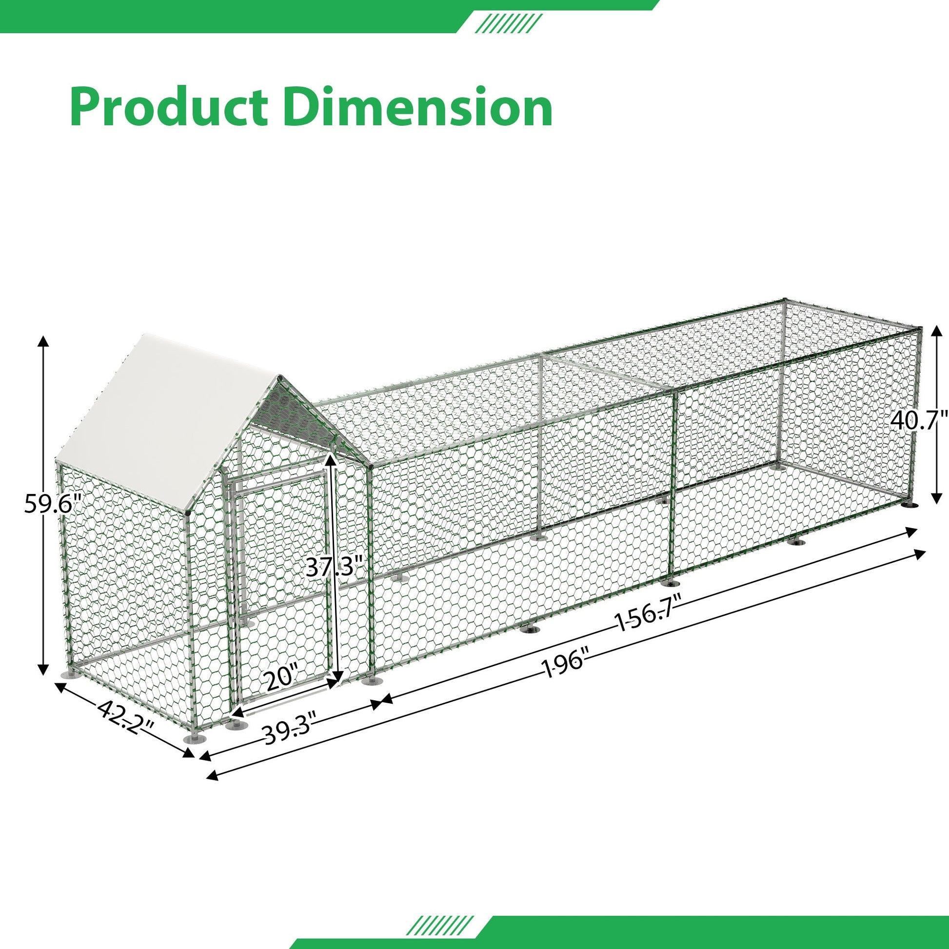 JMT-006858 Walk-In Chicken Coop with Removable UV-Resistant Cover, Durable Steel Frame and Lockable Door for Poultry and Small Animals