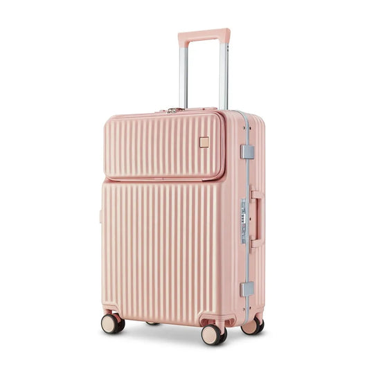 JMT-007562 Multi-Functional Front Pocket Carry-On Luggage – 100% PC Material Suitcase