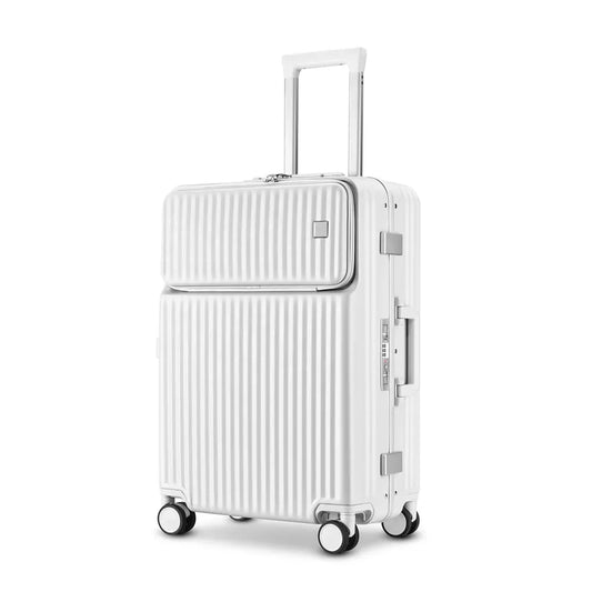 JMT-007562 Multi-Functional Front Pocket Carry-On Luggage – 100% PC Material Suitcase