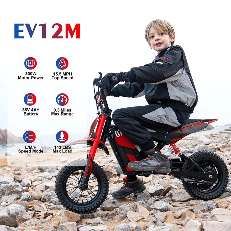 JMT-007754 Electric Dirt Bike for Kids - 36V 300W Strong Aluminum Frame, 250cc Electric Dirt Bike , Top Speed 27.9 mph