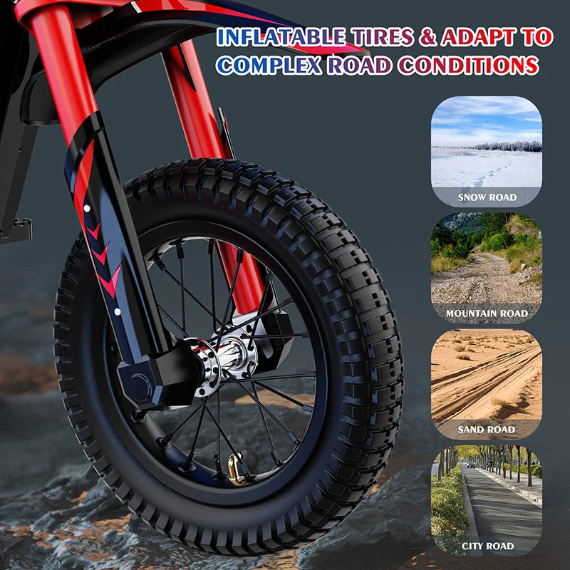 JMT-007754 Electric Dirt Bike for Kids - 36V 300W Strong Aluminum Frame, 250cc Electric Dirt Bike , Top Speed 27.9 mph
