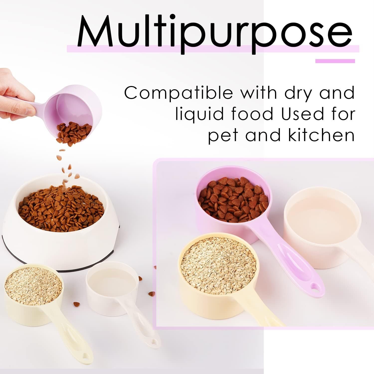 JMT-007818 Ergonomic Pet Food Scoop for Dogs, Cats, Birds, and Rabbits - 1/2 Cup Capacity, Dishwasher Safe, Durable Melamine Design