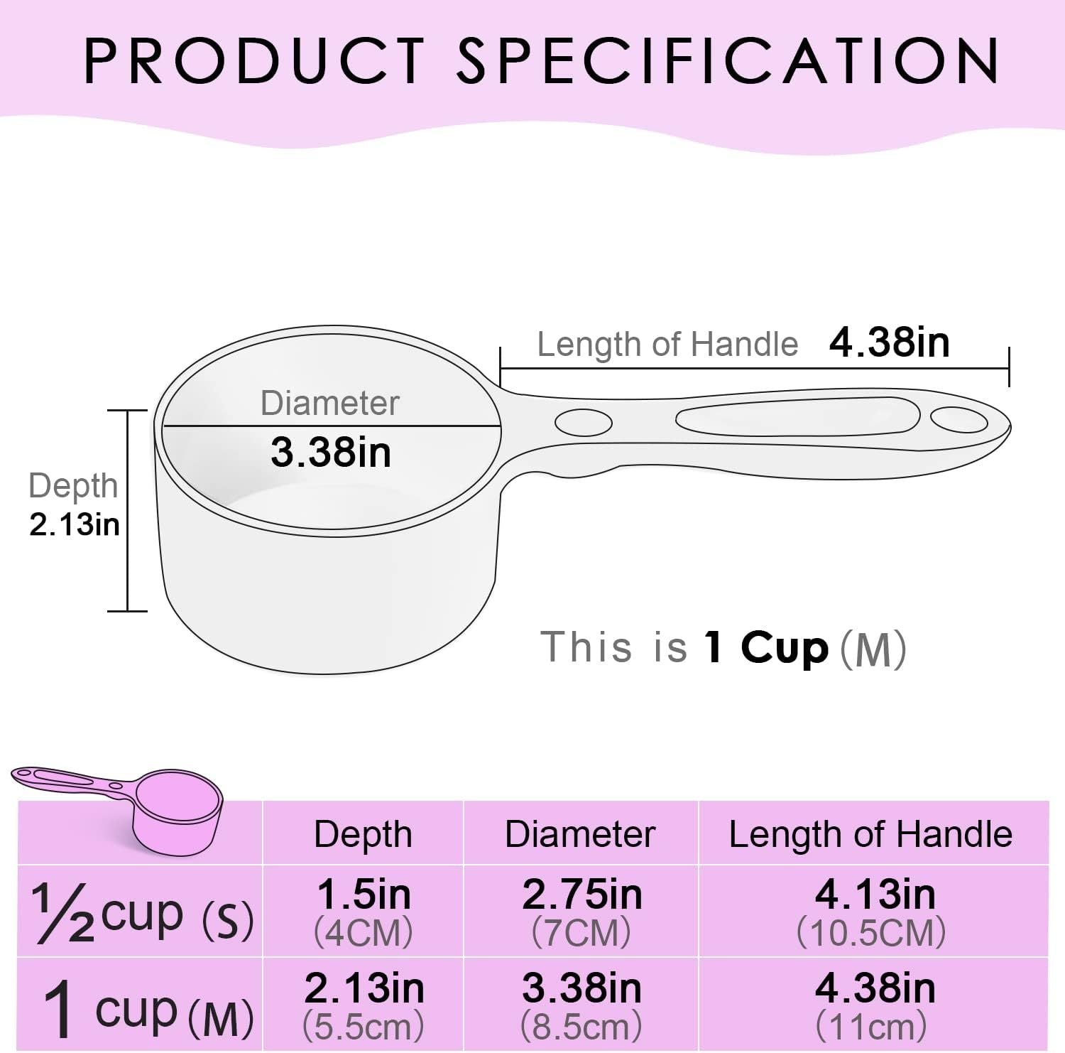 JMT-007818 Ergonomic Pet Food Scoop for Dogs, Cats, Birds, and Rabbits - 1/2 Cup Capacity, Dishwasher Safe, Durable Melamine Design
