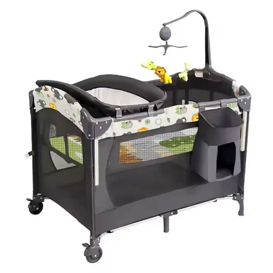JMT-007946 Portable Baby Crib with Canopy and Diaper Changing Table – Versatile Small Bed for Easy Switching