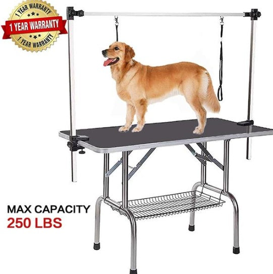 JMT-008074 36 Inch Folding Dog Grooming Table with Adjustable Arm and Non-Slip Rubber Surface