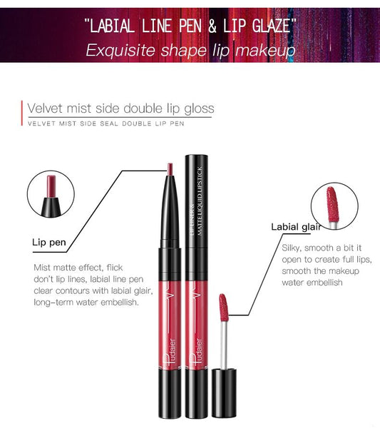 JMT-008266 2 in 1 Matte Lip Gloss and Lip Liner – Highly Pigmented Velvet Finish, Long Lasting Color, Easy Application