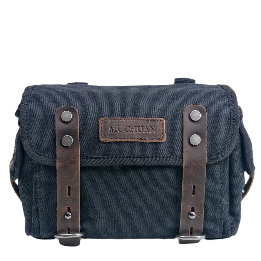JMT-008522 Retro Messenger Bag for Men, Waterproof Batik Canvas and Cowhide Leather Photography Crossbody Bag, Multiple Color Options