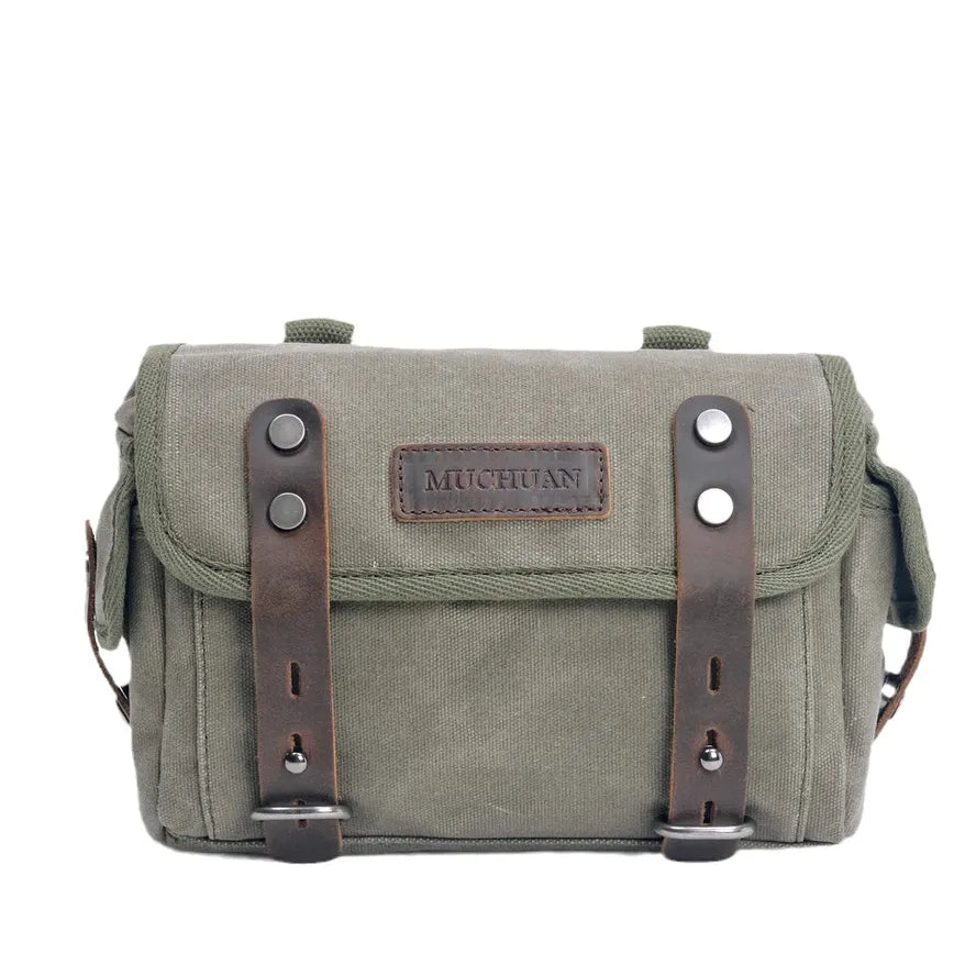 JMT-008522 Retro Messenger Bag for Men, Waterproof Batik Canvas and Cowhide Leather Photography Crossbody Bag, Multiple Color Options