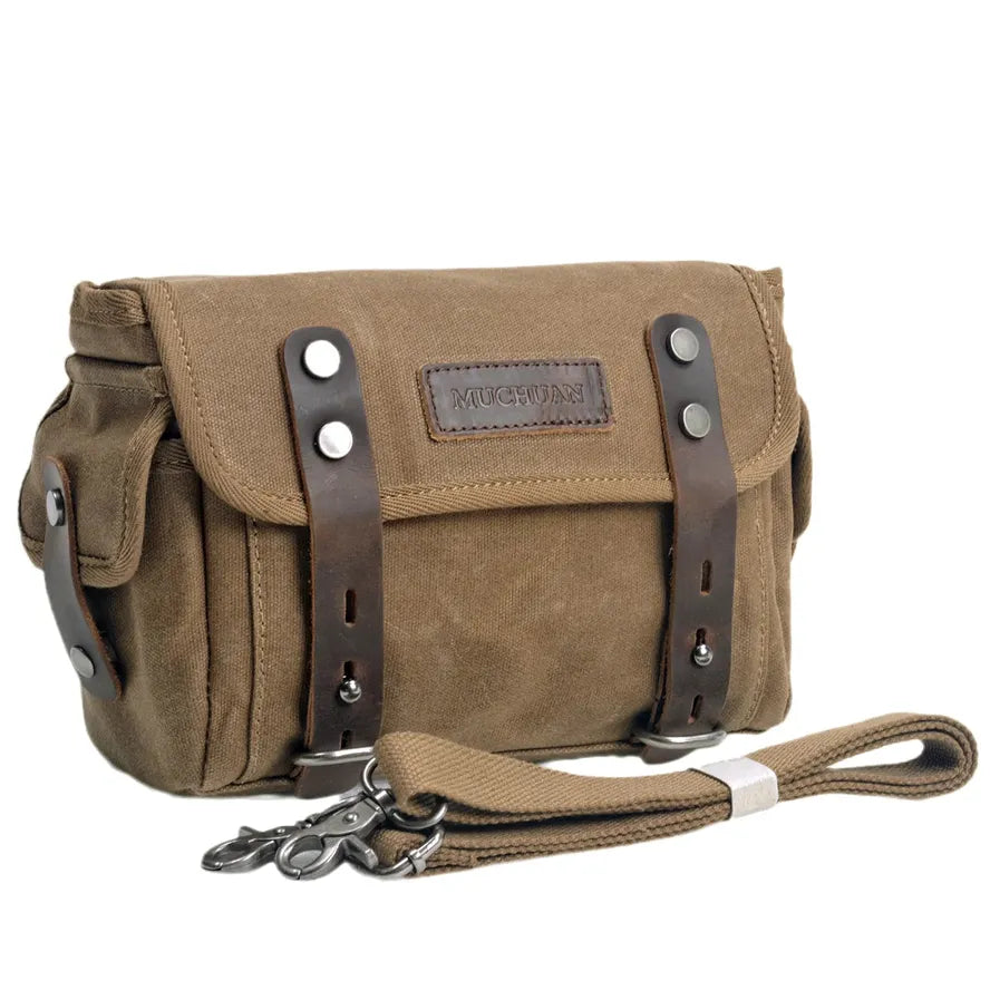 JMT-008522 Retro Messenger Bag for Men, Waterproof Batik Canvas and Cowhide Leather Photography Crossbody Bag, Multiple Color Options