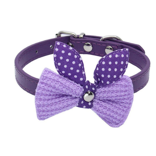 JMT-008650 Wool Knitted Bow Pet Collar - Cotton with Zinc Alloy Buckle, Multiple Colors and Sizes Available