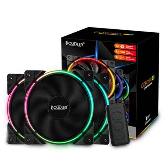 JMT-008778 RGB Chassis Fan Kit with Hydraulic Bearings - 120mm, Max 31.4 dBA Noise Level, Air Volume 54.51 CFM, Speed 1000-1800 RPM