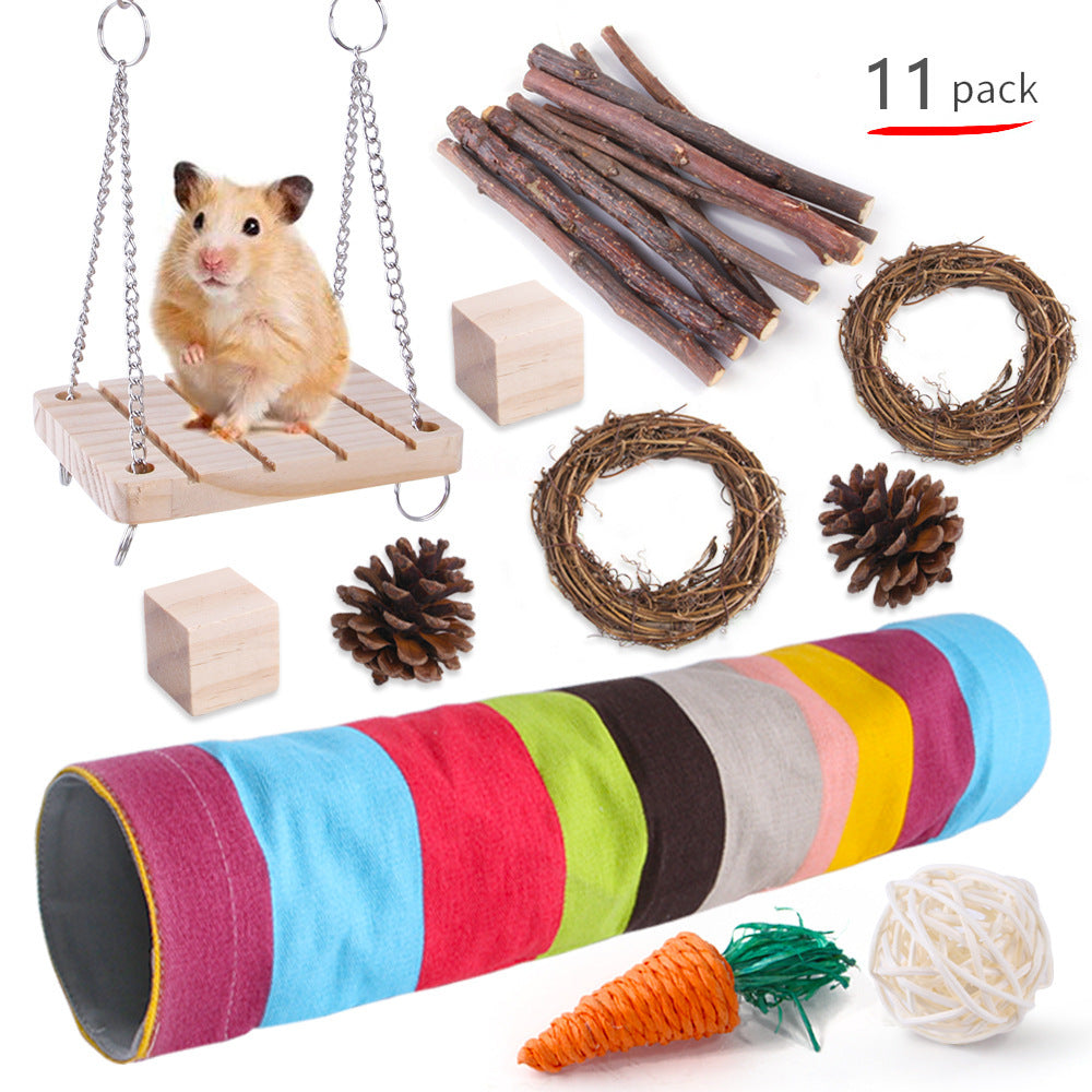 JMT-008970 Wooden Chew Toys for Small Pets - Multi-Set Molar Supplies for Rabbits, Guinea Pigs, and Parrots