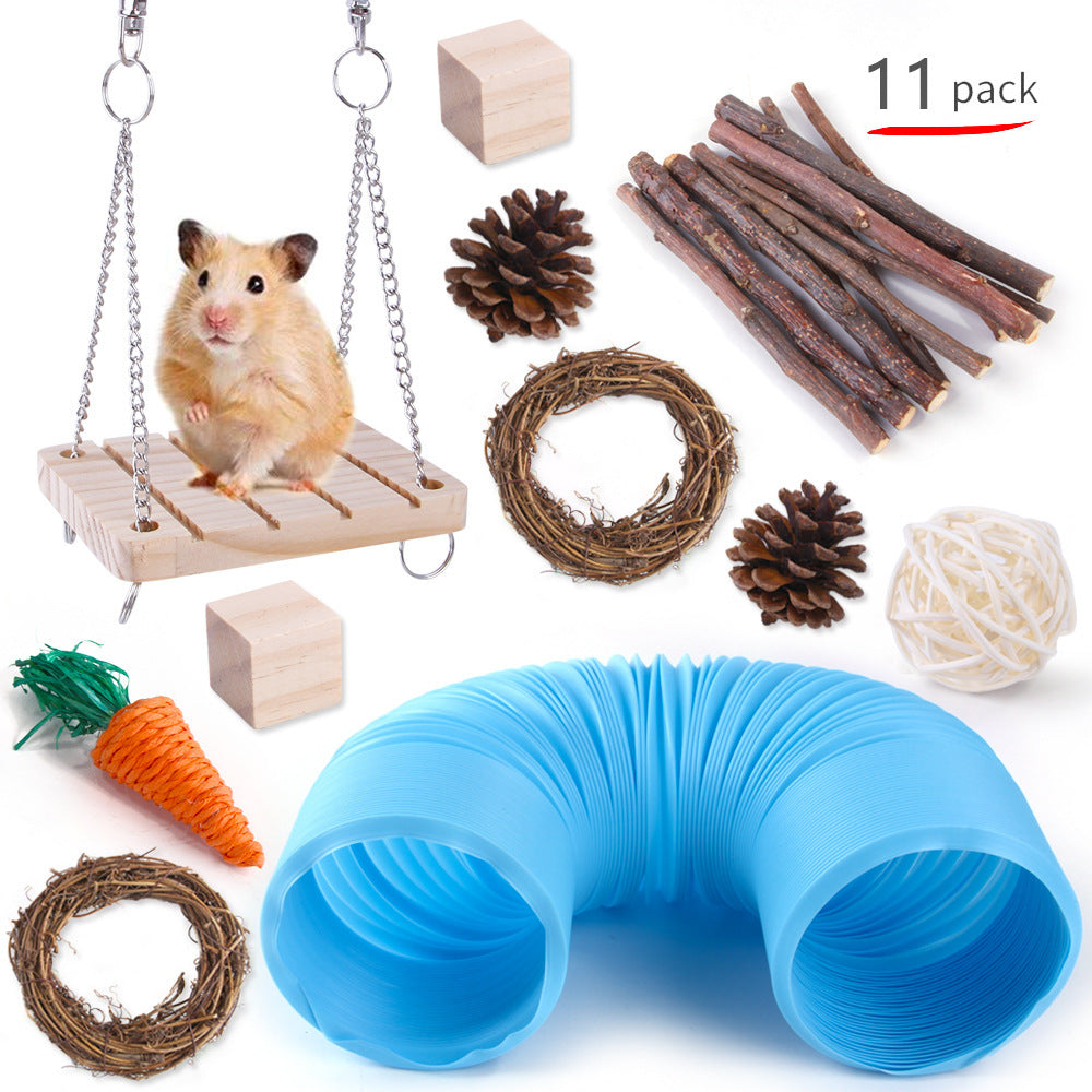 JMT-008970 Wooden Chew Toys for Small Pets - Multi-Set Molar Supplies for Rabbits, Guinea Pigs, and Parrots