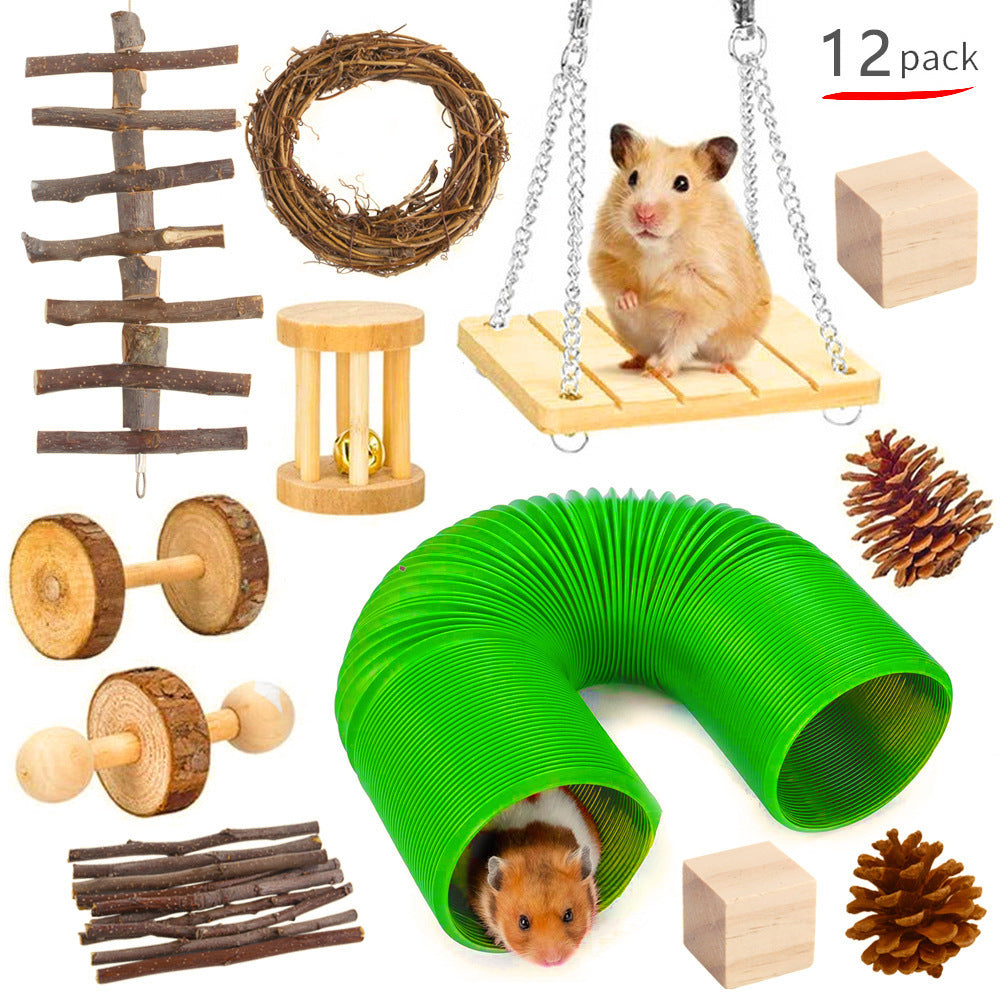 JMT-008970 Wooden Chew Toys for Small Pets - Multi-Set Molar Supplies for Rabbits, Guinea Pigs, and Parrots