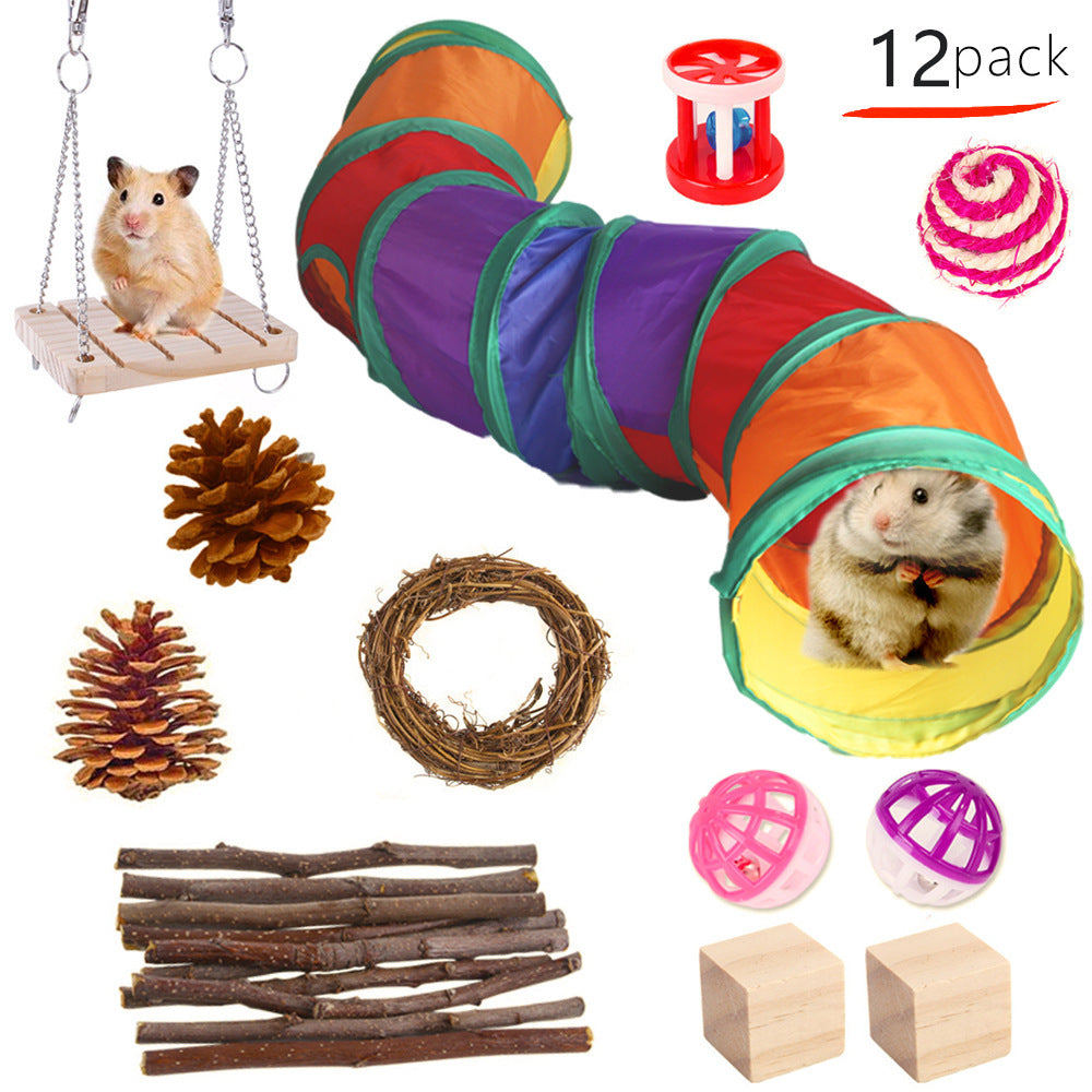 JMT-008970 Wooden Chew Toys for Small Pets - Multi-Set Molar Supplies for Rabbits, Guinea Pigs, and Parrots