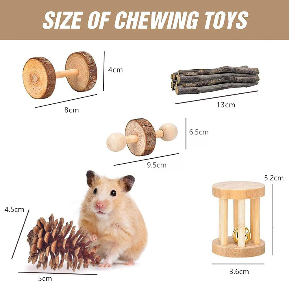 JMT-008970 Wooden Chew Toys for Small Pets - Multi-Set Molar Supplies for Rabbits, Guinea Pigs, and Parrots
