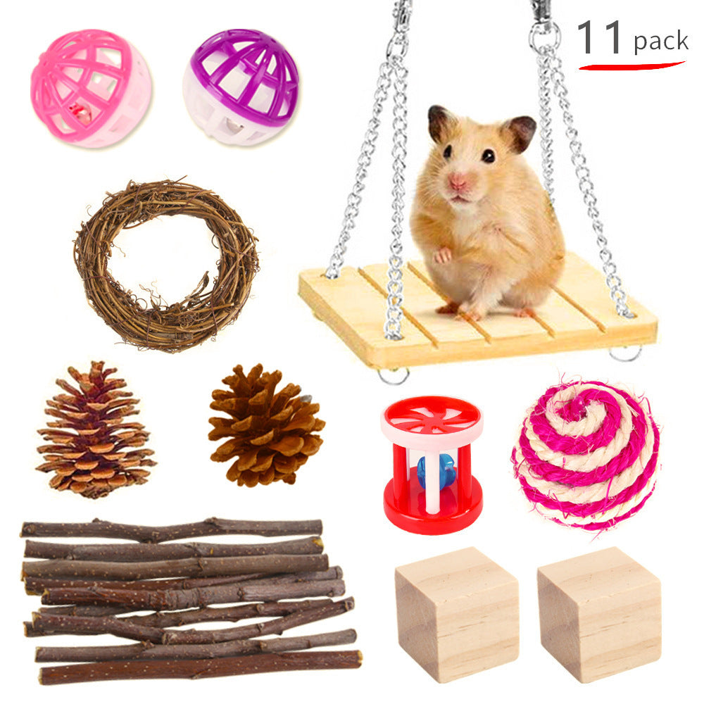 JMT-008970 Wooden Chew Toys for Small Pets - Multi-Set Molar Supplies for Rabbits, Guinea Pigs, and Parrots