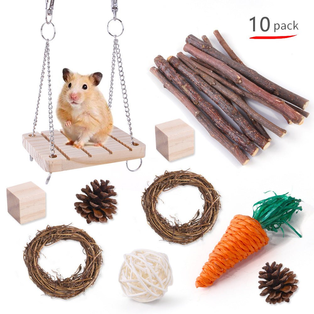 JMT-008970 Wooden Chew Toys for Small Pets - Multi-Set Molar Supplies for Rabbits, Guinea Pigs, and Parrots