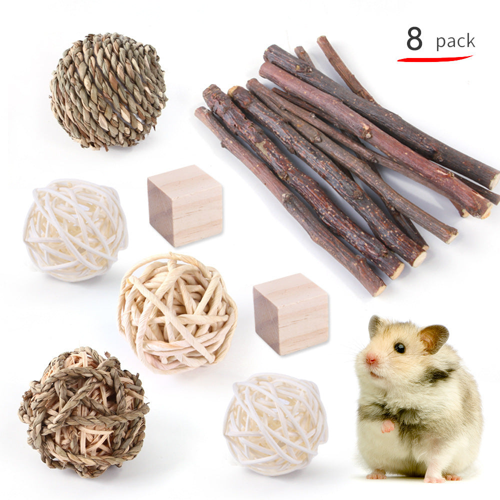 JMT-008970 Wooden Chew Toys for Small Pets - Multi-Set Molar Supplies for Rabbits, Guinea Pigs, and Parrots