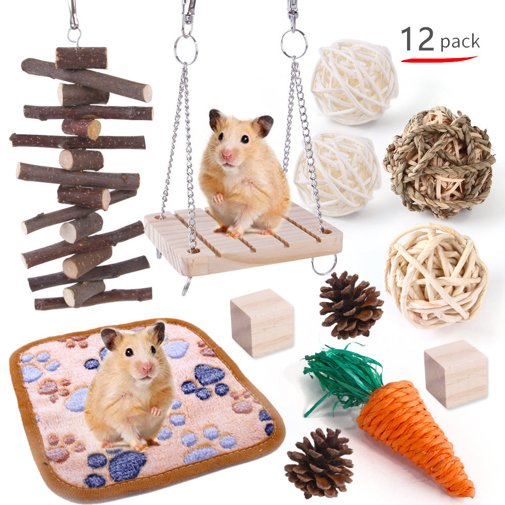 JMT-008970 Wooden Chew Toys for Small Pets - Multi-Set Molar Supplies for Rabbits, Guinea Pigs, and Parrots