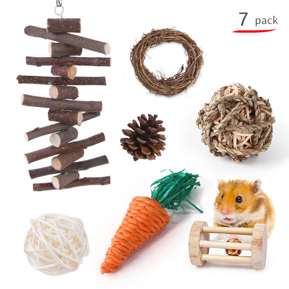 JMT-008970 Wooden Chew Toys for Small Pets - Multi-Set Molar Supplies for Rabbits, Guinea Pigs, and Parrots