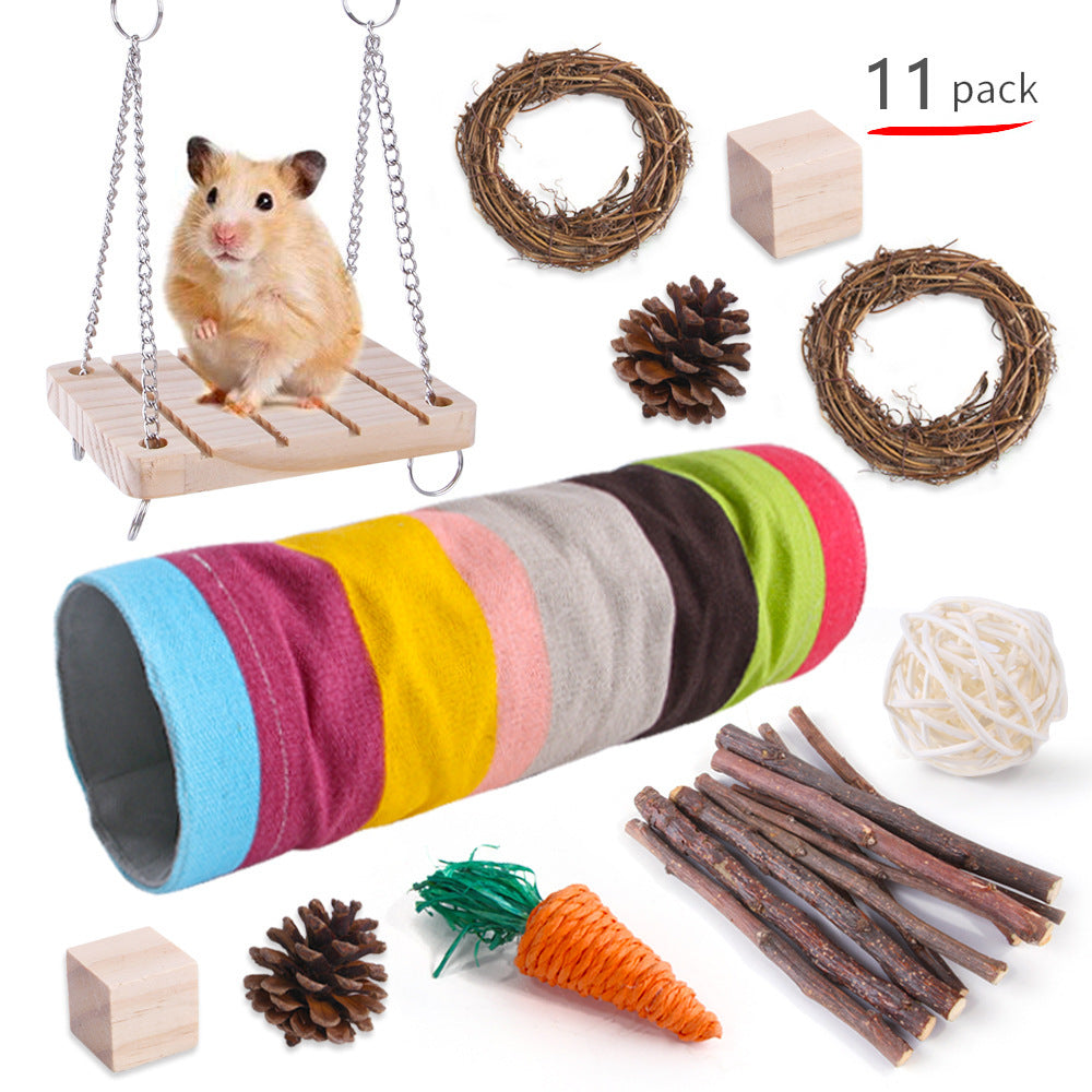 JMT-008970 Wooden Chew Toys for Small Pets - Multi-Set Molar Supplies for Rabbits, Guinea Pigs, and Parrots