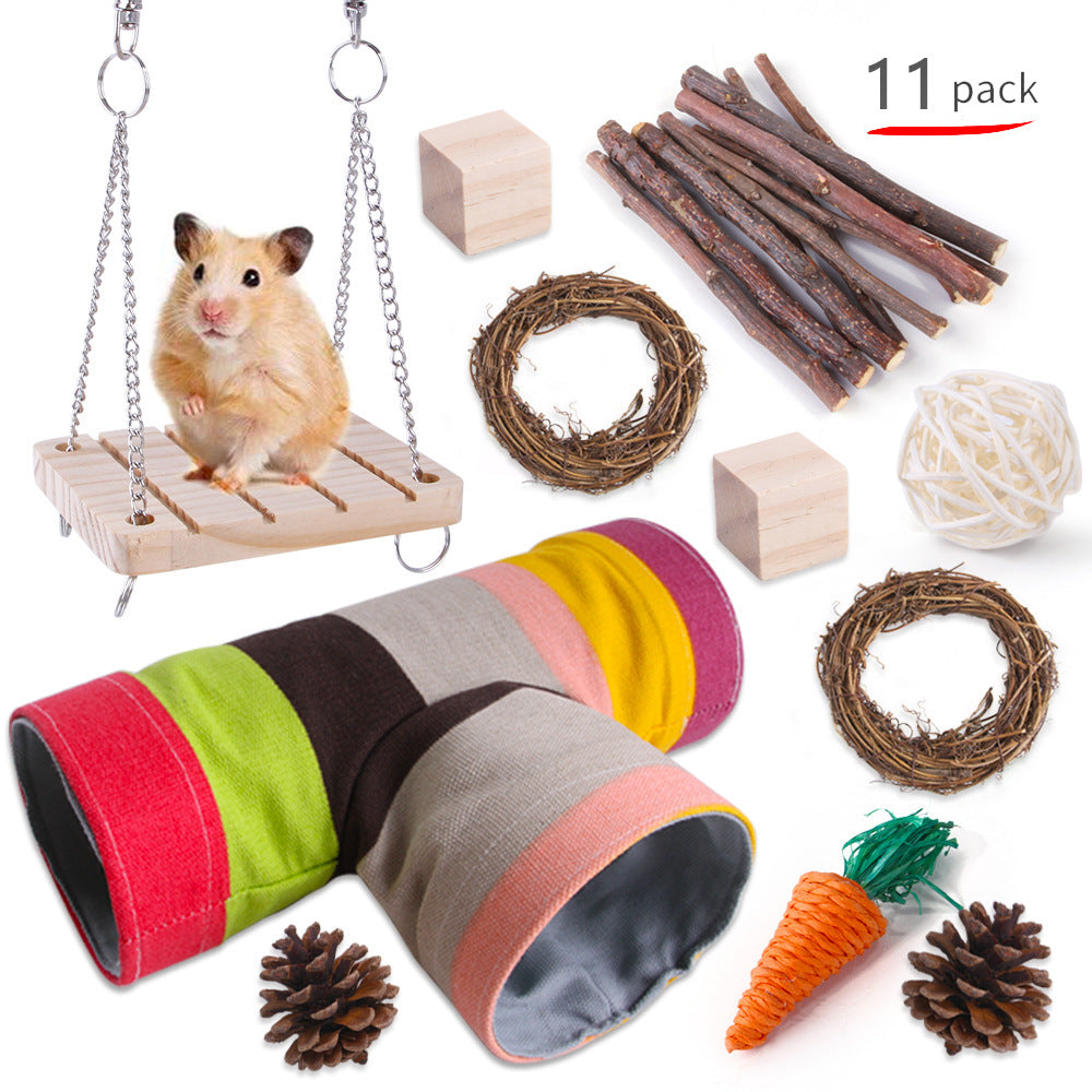 JMT-008970 Wooden Chew Toys for Small Pets - Multi-Set Molar Supplies for Rabbits, Guinea Pigs, and Parrots