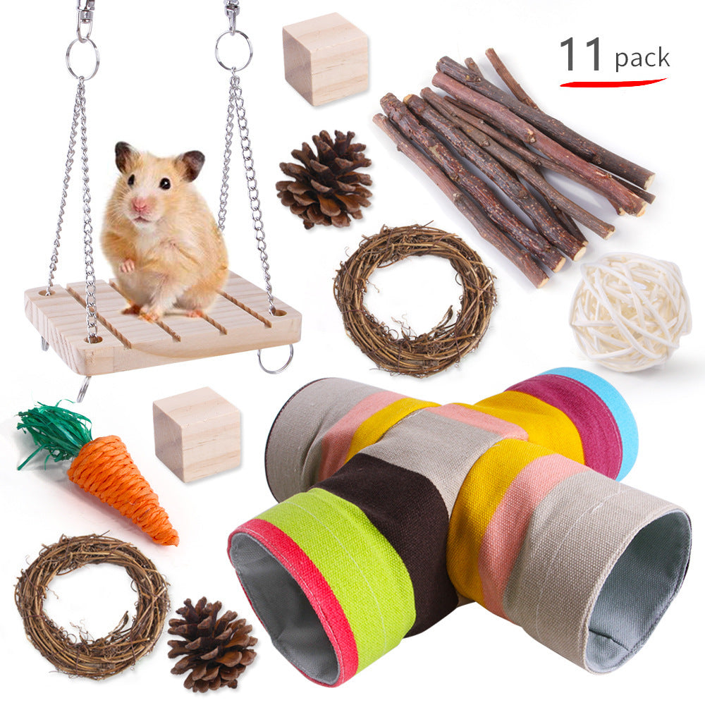 JMT-008970 Wooden Chew Toys for Small Pets - Multi-Set Molar Supplies for Rabbits, Guinea Pigs, and Parrots