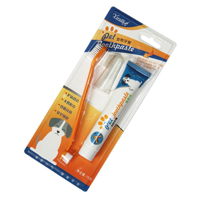 JMT-009226 Pet Toothpaste Set for Dogs and Cats - Vanilla and Beef Flavors, Includes Finger Sleeves for Easy Application