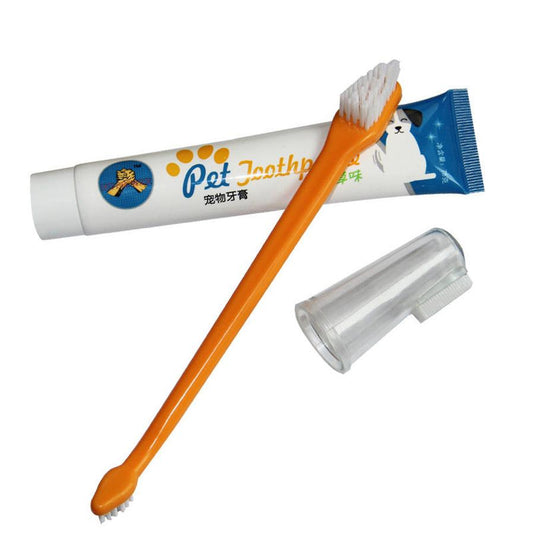 JMT-009226 Pet Toothpaste Set for Dogs and Cats - Vanilla and Beef Flavors, Includes Finger Sleeves for Easy Application