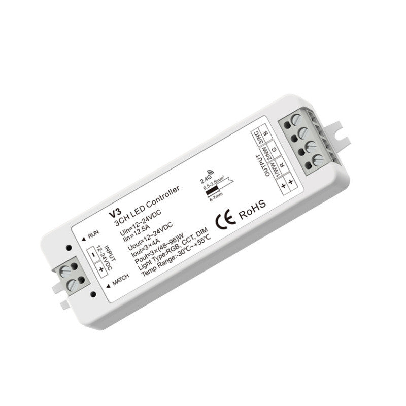 JMT-009226 Wireless RF LED Dimmer Switch Controller for 12V, 5V, 24V, 36V RGB Lighting, 8A Capacity