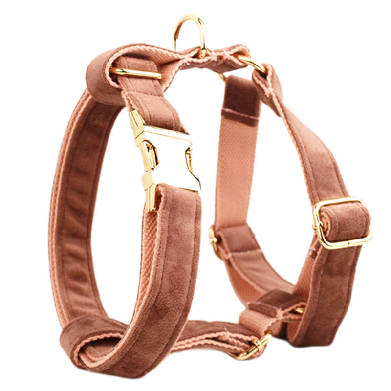 JMT-009482 Soft Velvet Fabric Dog Collar Set with Leash, Bow, Flower, Vest, and Poop Bag - Scalable Sizes XS to XL