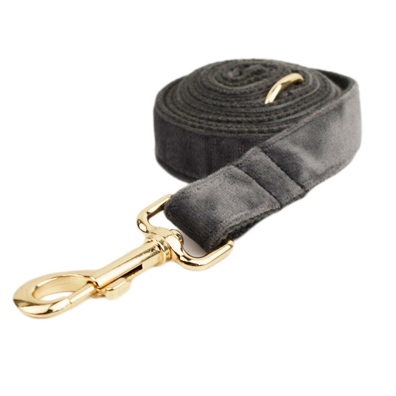 JMT-009482 Soft Velvet Fabric Dog Collar Set with Leash, Bow, Flower, Vest, and Poop Bag - Scalable Sizes XS to XL
