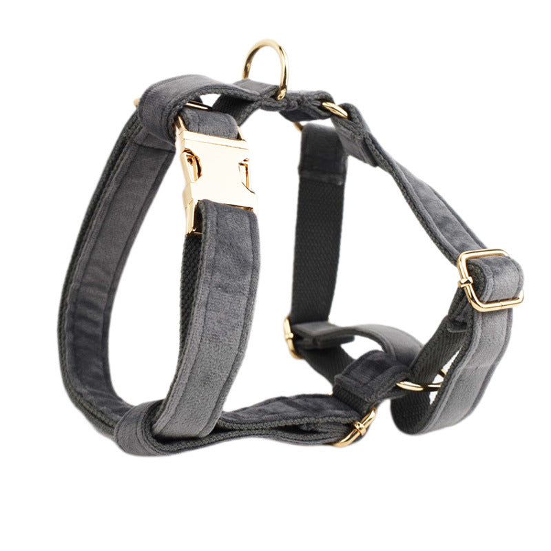 JMT-009482 Soft Velvet Fabric Dog Collar Set with Leash, Bow, Flower, Vest, and Poop Bag - Scalable Sizes XS to XL
