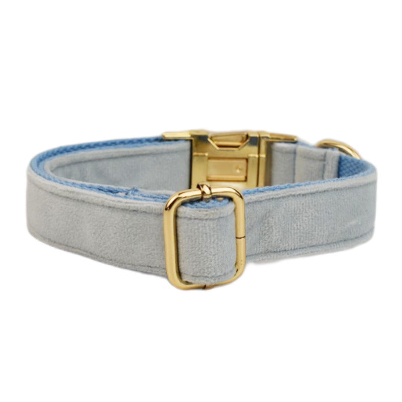 JMT-009482 Soft Velvet Fabric Dog Collar Set with Leash, Bow, Flower, Vest, and Poop Bag - Scalable Sizes XS to XL