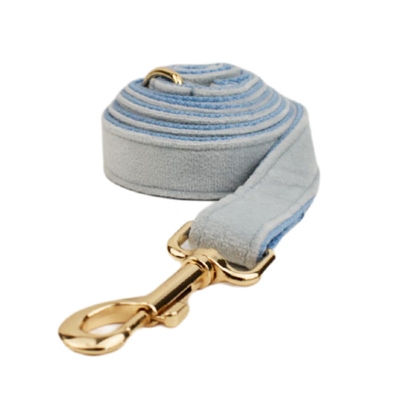 JMT-009482 Soft Velvet Fabric Dog Collar Set with Leash, Bow, Flower, Vest, and Poop Bag - Scalable Sizes XS to XL