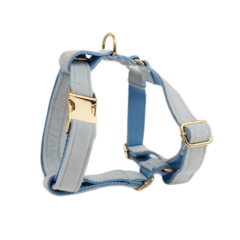 JMT-009482 Soft Velvet Fabric Dog Collar Set with Leash, Bow, Flower, Vest, and Poop Bag - Scalable Sizes XS to XL
