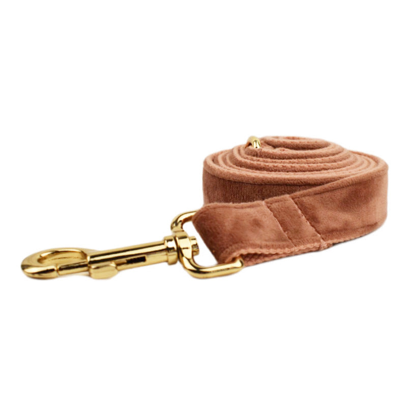 JMT-009482 Soft Velvet Fabric Dog Collar Set with Leash, Bow, Flower, Vest, and Poop Bag - Scalable Sizes XS to XL
