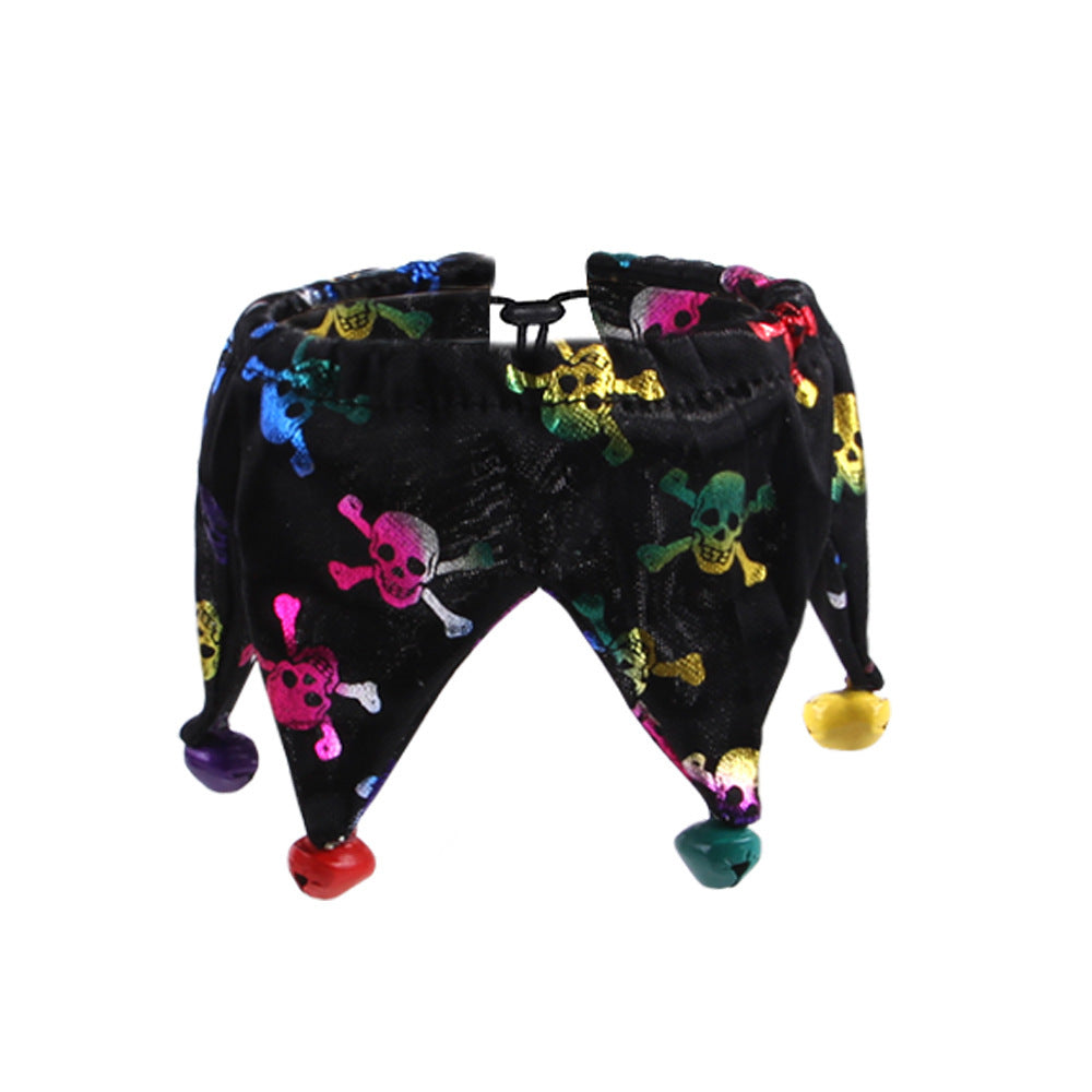 JMT-009930 Skull Pattern Cat Cape Hat and Scarf Set - Halloween Pet Costume with Spider Web Design