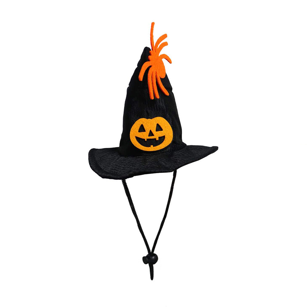 JMT-009930 Skull Pattern Cat Cape Hat and Scarf Set - Halloween Pet Costume with Spider Web Design