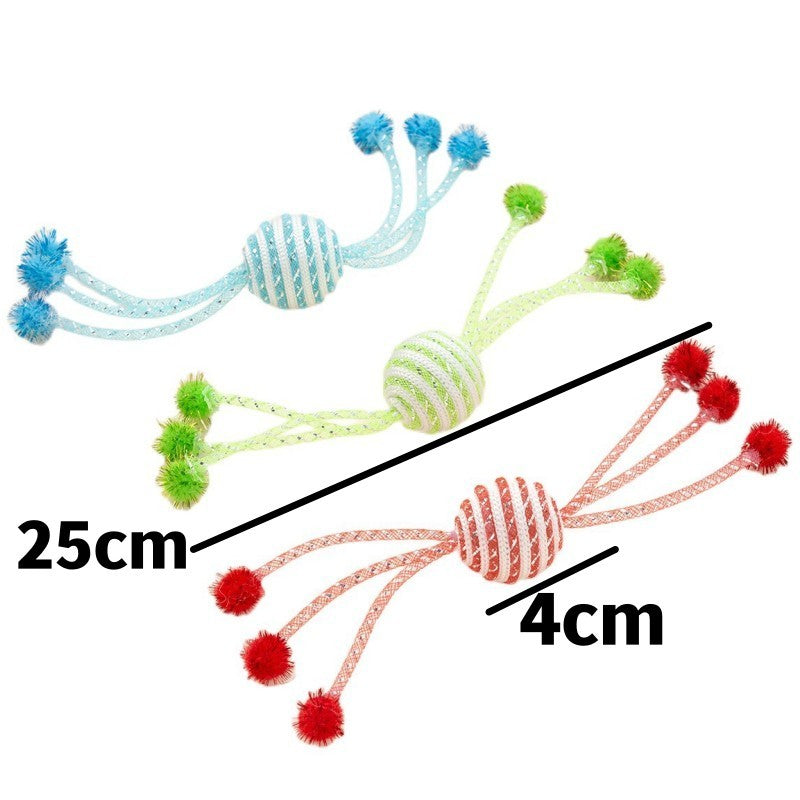 JMT-010122 Interactive Cat Toy Set with Bite-Resistant Wool Ball and Sticks for Engaging Playtime